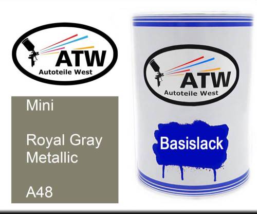 Mini, Royal Gray Metallic, A48: 500ml Lackdose, von ATW Autoteile West.